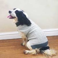 Rosewood Grey Knit Dog Sweater with Fur Collar Large 18in