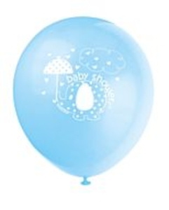 Umbrellaphants Blue Baby Shower Latex Balloons - 12" - Pack of 12