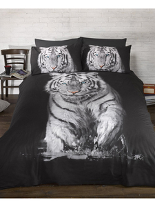 White Tiger King Size Duvet Cover and Pillowcase Set