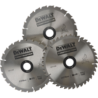 DeWalt 3 Piece Circular Saw Blade Set in Aluminium Case 216 x 30mm Bore Assorted TPI
