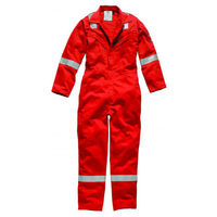 Dickies Mens FireChief Flame Retardant Overalls with High Vis Strips Red 40" Chest 33" Leg