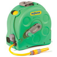 Hozelock 25 Metre Floor & Wall Compact Hose Reel with 25 Metre Hose Pipe 11mm & Connectors