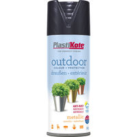Plastikote Outdoor Metallic Aerosol Spray Paint Black 400ml
