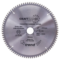 Trend Saw Blade Alloy/Plas 250mmx80Tx30mm (Saw Blades / Circular Saw Blade 250mm)