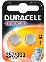 Duracell 357 303 SR44 AG13 1.5 V Silver Oxide Button Cell Batteries - 2-Pack