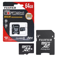 FujiFilm High Professional Micro SD SDXC Memory Card Class 10 with Full Size SD Card Adapter - 64GB