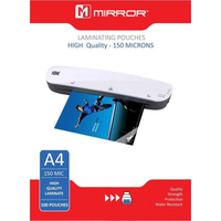 Mirror A4 150 Micron High Quality Laminating Pouches - Pack of 100 Sheets