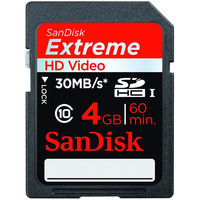 Sandisk Extreme HD Video SDHC UHS-I Memory Card - 4GB - Class 10 - 30MB/s - 60min