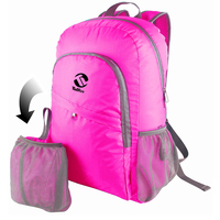 Tuff Luv Folding Micro Travel BackPack Rucksack Feather Light Water Resistant - Pink 23.5L