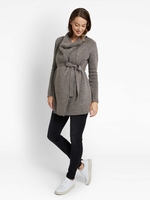 Brown Rib Knit Drape Maternity & Nursing Cardigan