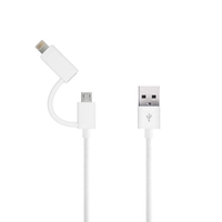 Just Wireless 1.0m 2in1 Apple Lightning and Micro USB Charge and Sync Cable in White