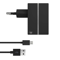 Just Wireless 2.4A EU Mains Charger with Micro USB Connector in Black
