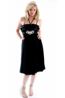 Forever Unique Satin Diamonte Jewelled Fan Cocktail Dress