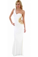 Jovani Ball Gown - One Shoulder Gold Chain Goddess Style 8510