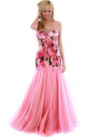 Sherri Hill Crystal Roses Pink Tulle Prom Dress Style 2205