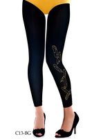 Zohara Gold Embellished Footless Tights - Leggings C13-bg