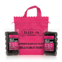 Sleep-In Rollers Black Velcro Sleep-In Rollers x 20 In Pink Drawstring Bag