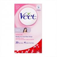 Veet Facial Ready-to-Use Wax Strips x20 & Perfect Finish Wipes x4