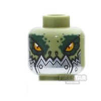 LEGO Mini Figure Heads - Crocodile with Metallic Silver Plates - Olive Green