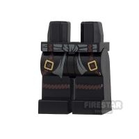 LEGO Mini Figure Legs - Black with Gray Sash and Knee Wraps