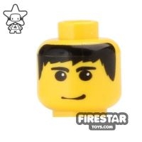 LEGO Minifigure Head Black Hair And Smirk