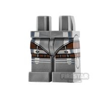 LEGO Minifigure Legs Silver Armour and Reddish Brown Stripes
