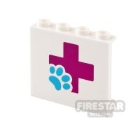 Printed Panel 1 x 4 x 3 with Side Supports - Hospital Cross with Paw