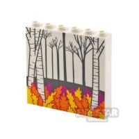 Printed Panel 1x6x5 with Side Supports Forest and Leaves