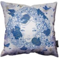 Blue Blossom Pillow by Yoskay Yamamoto