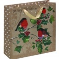 Christmas Gift Bag - Christmas Robin - Large