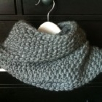 Chunky Hand Knit Cowl Infinity Scarf in Slate Grey