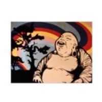 Funky Bhudda Graffiti Street Hand Painted Canvas Art 48x36