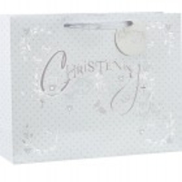 Gift Bag - Christening Silver (Foil) - Large - BAB118