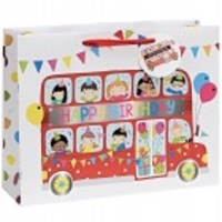Gift Bag - Happy Birthday bus (Foil) - Small - BAB096
