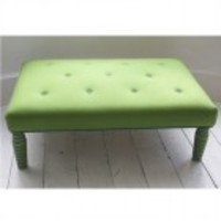 Green Wool Contrast Footstool