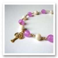 Key to My Heart Pink Quartzite and Mother of Pearl Bracelet
