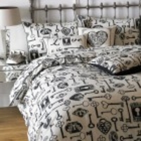 Linen Effect Keys Design Duvet Set