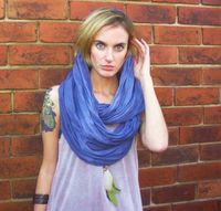 Nautical Navy Blue Extra Long Cotton Snood Infinity Scarf