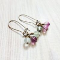Pippa Gem Trio Cluster Earrings in Rainbow Fluorite and Brass