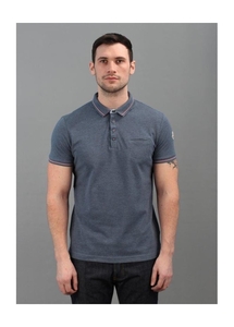 Flower Collar Polo Shirt Blue