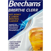 Beechams Breathe Clear Hot Honey & Lemon Menthol Flavour Sachets 10s