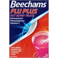 Beechams Flu Plus Hot Berry Fruits Sachets 10s