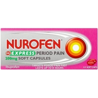 Nurofen Express Period Pain 200mg Soft Capsules 10s