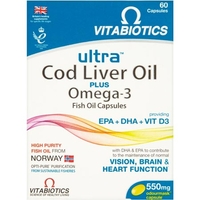Vitabiotics Ultra Cod Liver Oil Plus Omega-3 Fish Oil Capsules 60s
