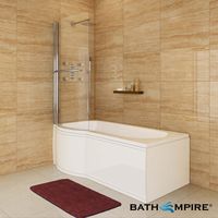 1600mm - P-Shaped Bath with Screen&44; Rail & Panels - Left Hand