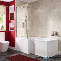 1675mm - L-Shaped Bath with Screen & Rail - Left Hand (Excludes panels)