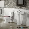 Georgia Traditional Close Coupled Toilet and Pedestal Basin Set - Mahogany Seat