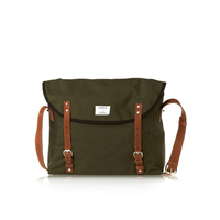 Sandqvist Erik Condura Green Laptop Bag - Green W Cognac Brown Leather