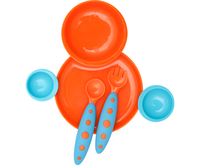 Boon Groovy Plate,  Bowl & Utensil Set - Blue/Orange