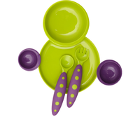 Boon Groovy Plate,  Bowl & Utensil Set - Purple/Green